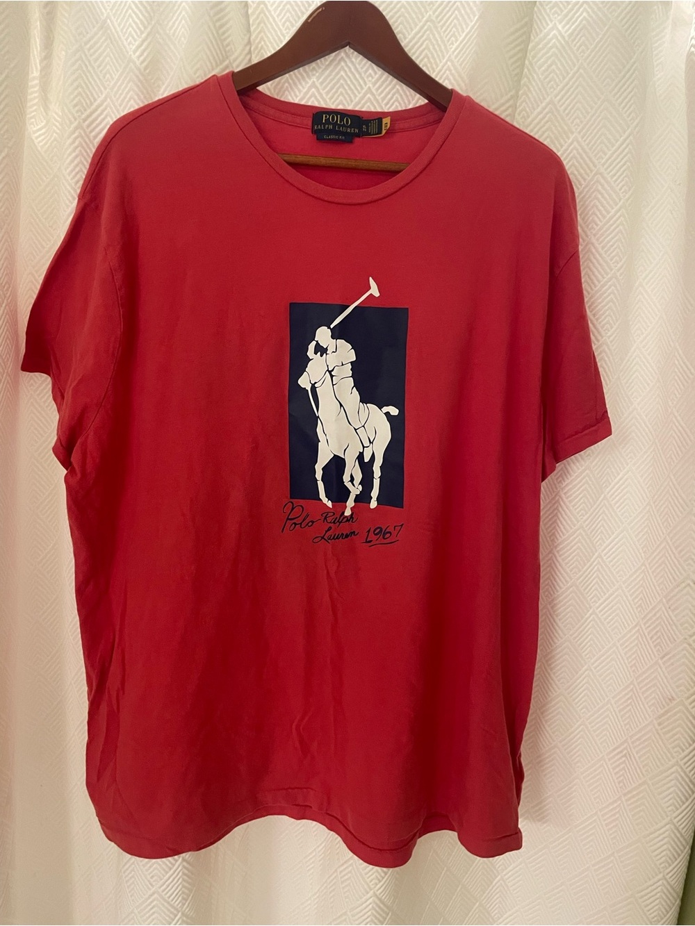 Ralph Lauren Red Tee with Navy & White Polo Player Graphic